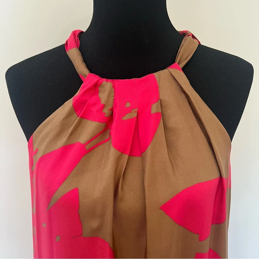 J. Crew Silk Brown and Pink Dress Size 10